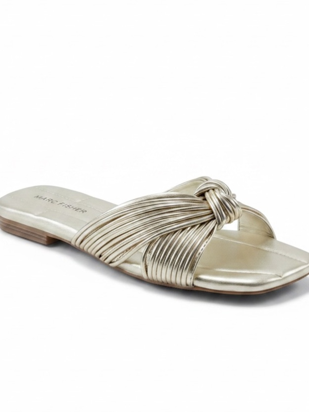 Marc Fisher Laury Gold Flat Knotted Metallic Gold Sandals Size 8.5M